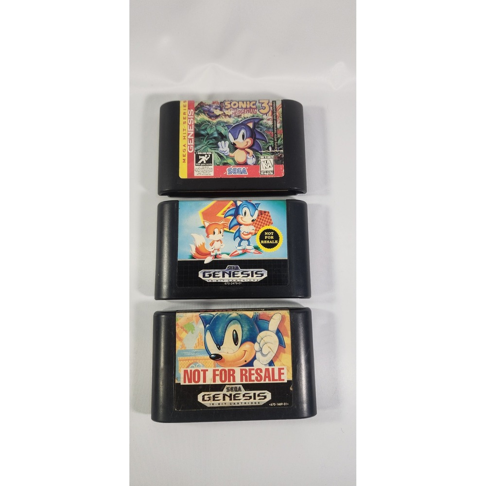 Sega Genesis Sonic the Hedgehog 1 2 3 Cartridge Lot Not For Resale